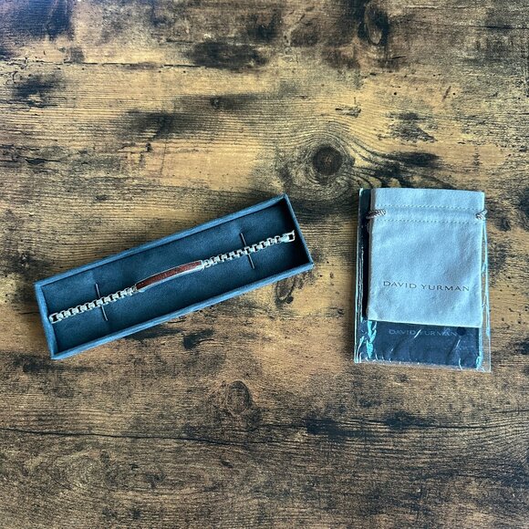 David Yurman Exotic Stone ID Bracelet w/ Red Agate - 7mm - 8.5" - RARE - Picture 2 of 16